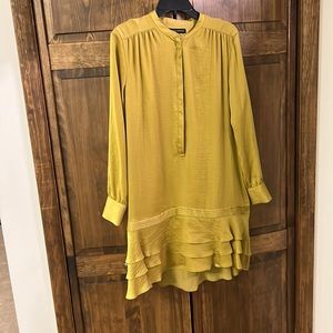 Flapper polyester shirt dress with 3 raffles long sleeve